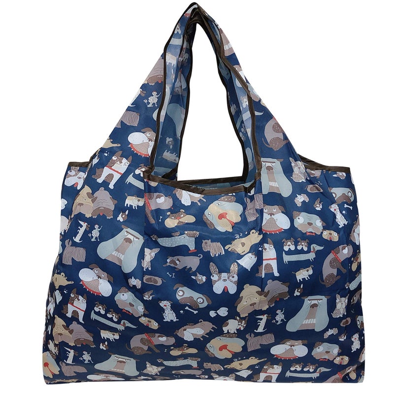 allydrew Large Foldable Tote Nylon Reusable Grocery Bag, 3 Pack, Animal Fun - Image 3